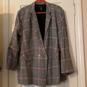 Plaid double-breasted blazer